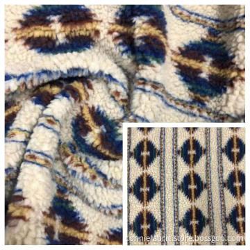 100%Polyester Sherpa Jacquard Knitted Fabric with print